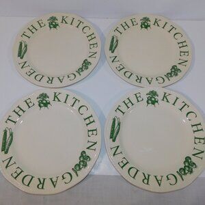 Set 4 Wood & Sons England The Kitchen Garden Green 11" Dinner Plate VTG